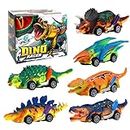 Dinosaur Toys for 3 Year Old Boys, 6 Pack Mini Pull Back Cars with T-Rex for Boys Dinosaurs Toys for Boys Kids Birthday Christmas Ideal Gifts for Toddlers 3-8 Year Old Boys Girls