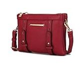 MKF Collection Crossbody Bag for Women, Designer Crossover Handbag Small Messenger Purse, Crystal Red, Medium