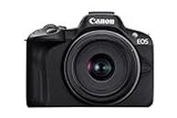 Canon EOS R50 Mirrorless Camera (Black) + RF-S 18-45mm F4.5-6.3 IS STM Lens - 24.2MP, APS-C, 15fps | 4K 30p Oversampled 6K Video | Wi-Fi and Bluetooth | Compact, Portable for Travel & Vlogging