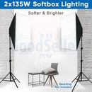 Photography Softbox Continuous Lighting 2x135W Soft Box Light Stand Studio Kit