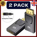 2x Display Port DP Male To HDMI Female Adapter Converter For 4K HD 1080P HDTV PC