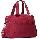 Nylon Travel Tote Cross-body Carry On Bag with shoulder strap, Raspberry, One_Size