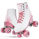 APOLLO Roller Skates Women - Retro Skates for Women and Girls - Size Adjustable Womens Quad Skates with High Heel - Rollerskates Adult Women - Disco Quads - Blossom