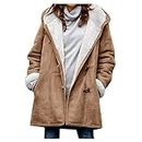 YIttings warehouse clearance Winter Coats for Women 2023 Trendy Plus Size Warm Sherpa Fleece Lined Jackets Hooded Parka Faux Suede Pea Outerwear