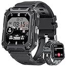 LIGE Military Smart Watch for Men with Bluetooth Dail Calls Speaker, 1.83'' HD Outdoor Tactical Watch with 123 Sport Modes/Heart Rate/SpO2/Blood Pressure, IP68 Waterproof Smartwatch for iOS Android