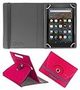 Acm Rotating Leather Flip Case Compatible with Kindle All Fire Hd 8 Tablet Cover Stand Dark Pink