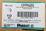NEW BOX OF 10 PANDUIT CFFPA2IG MINI-COM ANGLED FURN FACEPLATE 2-PORT FREE SHIP
