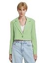 KOTTY Women's Single Breasted Relaxed Fit Mandarin Collar Full Sleeve Blazer Tea Green