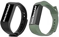 TechMount Soft Silicone Replacement Wristband Original Band Strap Belt Compatible With Mi Band 4C /Redmi 4C & Redmi Smartband Strap (Not For Any Other Smartband) (BLACK- GREEN)