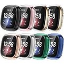 Fintie 8-Pack Screen Protector Case Compatible with Fitbit Versa 3 / Fitbit Sense, Soft TPU Plated Full Protective Bumper Cover [Scratch-Proof]
