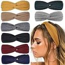 Huachi Headbands for Women Twist Knotted Women Head Bands Boho Stretchy Hair Bands Non Slip for Girls Criss Cross Turban Plain Headwrap Yoga Workout Vintage Hair Accessories, Solid Color