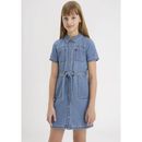 Jeanskleid LEVI'S KIDS "LVG ORGANIC UTILITY DRESS" Gr. 14 (158), N-Gr, blau (vibe check) Mädchen Kleider Jeanskleider for GIRLS
