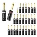 ROCKRIX 24 pcs Banana Plugs, Dual Closed Screw 24K Gold Plated Banana Connectors for Speaker Wire, Wall Plate, Home Theater, Audio/Video Receiver, Amplifiers and Sound Systems (12 Pairs)