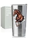 Onebttl Horse Gifts for Horse Lovers, Insulated Stainless Steel Tumbler with Lids and Straws, Western Gifts for Equestrian Girls, Boys, Men, Women on Birthday, Christmas, 20 oz, Horse breaking