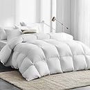 Giselle Bedding Goose Quilt Down, 700gsm Queen Quilts Winter Blanket Duvet Comforter Feather Home Bedroom Bed Travel, Lightweight Breathable Soft Cotton Cover Baffle Construction White