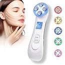 foreverlily Face Massager LED Light Therapy Beauty Device Ultrasonic 6 in 1 Facial Massager Electric EMS Microcurrent Face Lift Device for Skin Tightening Anti Aging