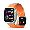 Hoxalqa Smart Watch(Answer/Make Calls), 1.85" HD Full-Touch Screen Bluetooth Watch, Fitness Tracker Watch Compatible with Android&iOS Sleep, Heart Rate Tracker, IP68 Waterproof Sports Watch (Orange)
