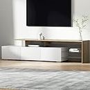Artiss TV Unit Cabinet Entertainment Units, Wood Stand Table Cabinets Storage Shelf Organiser Cupboard Home Living Room Bedroom Furniture, with 3 Spacious Drawer High Gloss White
