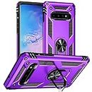 for Samsung Galaxy S10 Case, Galaxy S10 Case, [Military Grade 16ft. Drop Tested] Ring Shockproof Protective Phone Case for Samsung Galaxy S10,Purple