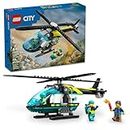 LEGO City Emergency Rescue Helicopter, Toy Aircraft Playset for Kids, Fun Gift for Boys and Girls Aged 6 Plus, Hiker, Rescuer, and Pilot Minifigures, Chopper with Winch and Spinnable Rotors, 60405