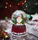 The Bling Stores Musical Christmas Snow Globe Colorful Light and Music Christmas Crystal Ball Decor Resin Decorative Snow Globe Dome Water Globes for Christmas Gift (Brown Large)