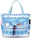 LEDAOU Beach Bag Waterproof Sandproof Women Tote Bag Pool Bag with Zipper for Gym Grocery Travel with Wet Pocket, Blue Turtle Star, Large