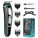 VGR Professional Battery Powered Rechargeable Cordless Beard Hair Trimmer Kit with Guide Combs Brush USB Cord for Men, Family or Pets, Multicolor