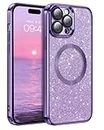 GaoBao for iPhone 14 Pro Max Case, Slim Fit iPhone 14 Pro Max Magnetic Case [Compatible with MagSafe], Luxury Sparkle Full Body Protective Phone Case Cover for iPhone 14 Pro Max 6.7'', Purple Glitter