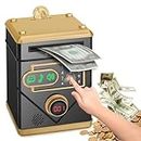 Refasy Piggy Bank,Electronic Money Bank Cash Coin Can for Kids Password Money Saving Box ATM Bank with Music Touchscreen Coin Bank Kids Toys Best Gifts for Girls Boys Age 8 9 10 11 12(Black)