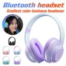 Kids Girls Headphones Wireless Bluetooth 5.2 Headset LED Lights Earphones Gift