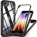 for iPhone SE 2022 Case, iPhone SE 2020 Case, Full Body Shockproof SE Case Built-in Screen Protector Anti-Scratch Drop Protection Slim Protective Bumper Cover for iPhone SE 2022/3rd/2020/8/7 Black