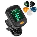 Imaginea® 360° Tuner for Guitar, Digital Calibration Tuner with LCD Display for Guitar Easy to Use Highly Accurate Clip-on Electronic Tuner with 5 Picks for Acoustic and Electric Guitar