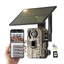 NUASI 4G Wildlife Camera with Night Vision Motion Activated, Trail Camera with 4G card and 32GB SD Card, Night camera for Garden Wildlife, 2K Live Streaming Video, IP66 Waterproof