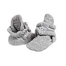 Burt's Bees Baby baby girls Booties, Organic Cotton Adjustable Infant Shoes Slipper Sock, Heather Grey Quilted, 6-9 Months US