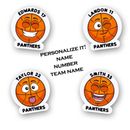 Cute Basketball Team Sticker Decal, Game Day Personalized Name Number Waterproof