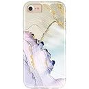 JIAXIUFEN Compatible with iPhone SE 2022 Case,iPhone SE 2020 Case, Gold Glitter Marble Desgin Slim Shockproof Flexible Soft Silicone Cover Phone Case for iPhone 6 6s 7 8 Mint Green Purple