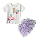 DXTON Kids Girls Skirt Set Summer Toddler Short Sleeve Tutu Dress 2PCS Party Outfits Clothing Sets S4773SK214 3T
