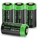 Enegitech CR123A 3V Lithium Battery, 123 3 Volt Disposable Lithium Battery, for Entry Sensor Door Lock Home Security Devices Flashlight Home Automation High Power Long-Lasting 4 Pack