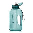 GIFUBOWA 3l Large Water Bottle with Straw and Time Marker 0.8 Gallon/105oz Huge Sport Big Drinking Goals 3 Ltr Bottles with Handle Leakproof 3 liter Jug BPA Free for Fitness Gym Yoga and Outdoor