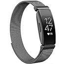 TASLAR Smart Watch Band Accessories Strap Stainless Steel Magnetic Wristband for Fitbit Inspire 2 / Inspire HR/Ace 2 Fitness Tracker, Metal, Black (PS: ONLY FOR INSPIRE/INSPIRE 2) (ONLY BAND STRAP)