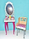 Muñeca Barbie espejo tocador silla casa de ensueño baño muebles de dormitorio