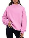 Trendy Queen Womens Oversized Sweatshirts Turtleneck Pullover Long Sleeve Hoodies Tops Fall Outfits 2023 Clothes, Pink, Medium