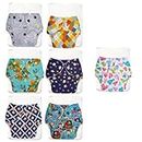 SuperBottoms BASIC Pack of 14 Side Leakage Proof Reusable Cloth Diaper with Quick Dry UltraThin pads|Freesize, Rash Free,for Kids 0-3 Yrs|Stay Dry & Lasts up to 3Hrs|7 Shell + 7 Pads - Assorted