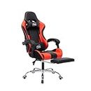 Neo Leather Gaming Racing Chair Footrest, Headrest and Lumbar Massage, Height Adjustable with Swivel Seat for Home/Office (Red)
