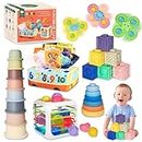 MutoToy �® Baby Toys 6-12 Months, 6 in 1 Montessori Toys, 42PCS Baby Sensory Toys with Stacking Cups, Suction Cup Spinner Toys, Baby Tissue Box Toy, Shape Sorter, Stacking Rings, Baby Blocks