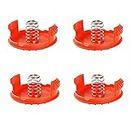 Generic PILO Pack of 4 Covers, Line Cap, Cover Replacement Springs for Trimmer Spool, Black Decker, RC-100-P Lawnmower, Plástico