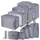 Toifucos - Cubi da imballaggio per valigia, set da 10 pezzi, da viaggio, organizer da viaggio, impermeabile, da viaggio, borsa essenziale da viaggio (grigio)