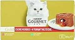 Purina Gourmet Gold Cibo per Gatti Cuore Morbido con Tonno e Salmone, 4 x 85g