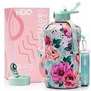H2O Capsule 2.2L Half Gallon Water Bottle with Storage Sleeve and Covered Straw Lid – BPA Free Large Reusable Drink Container with Handle - Big Sports Jug, 2.2 Liter (74 Ounce) Floral Bloom