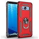 Military Grade Drop Impact for Samsung Galaxy S8 Plus Case(Galaxy S8+) 360 Metal Rotating Ring Kickstand Holder Built-in Magnetic Car Mount Armor Shockproof Case for Galaxy S8+ Phone Case (Red)